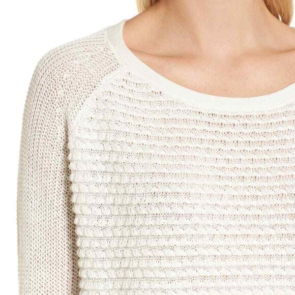Nordstrom Signature Linen Knit Sweater Womens Large Ivory Boat Neck Long Sleeve - Picture 11 of 12